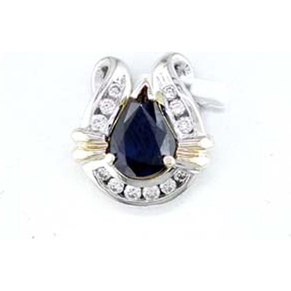Royal 14K White Gold Sapphire & Diamond Pendant - Elegance Defined