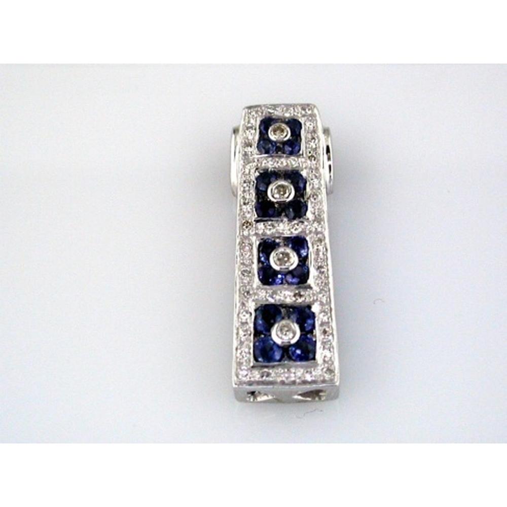 Royal 14K White Gold Sapphire & Diamond Pendant - Elegant Azure Splendor