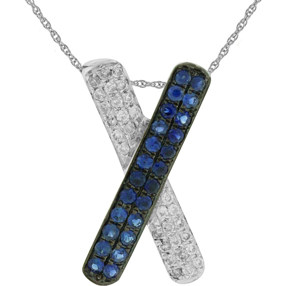 Royal 14K White Gold Sapphire & Diamond Pendant - Elegant Sophistication