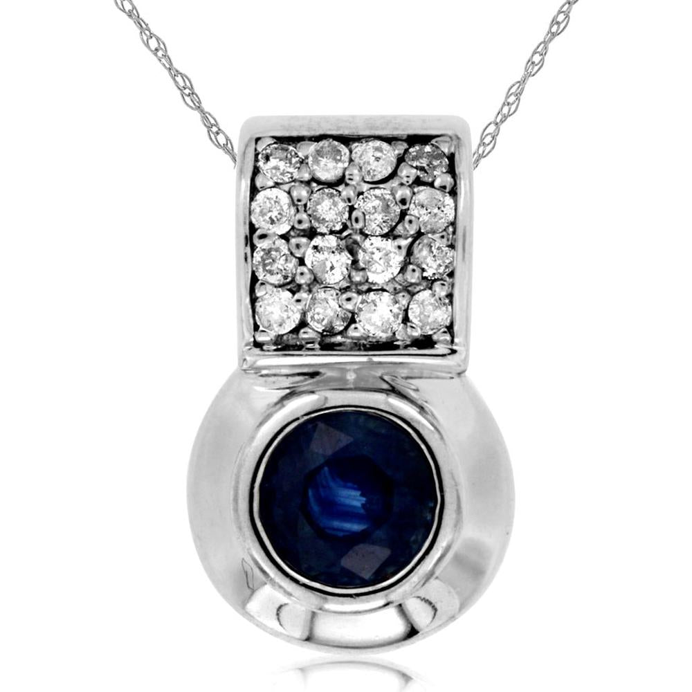 Royal 14K White Gold Sapphire & Diamond Pendant - Exquisite Elegance
