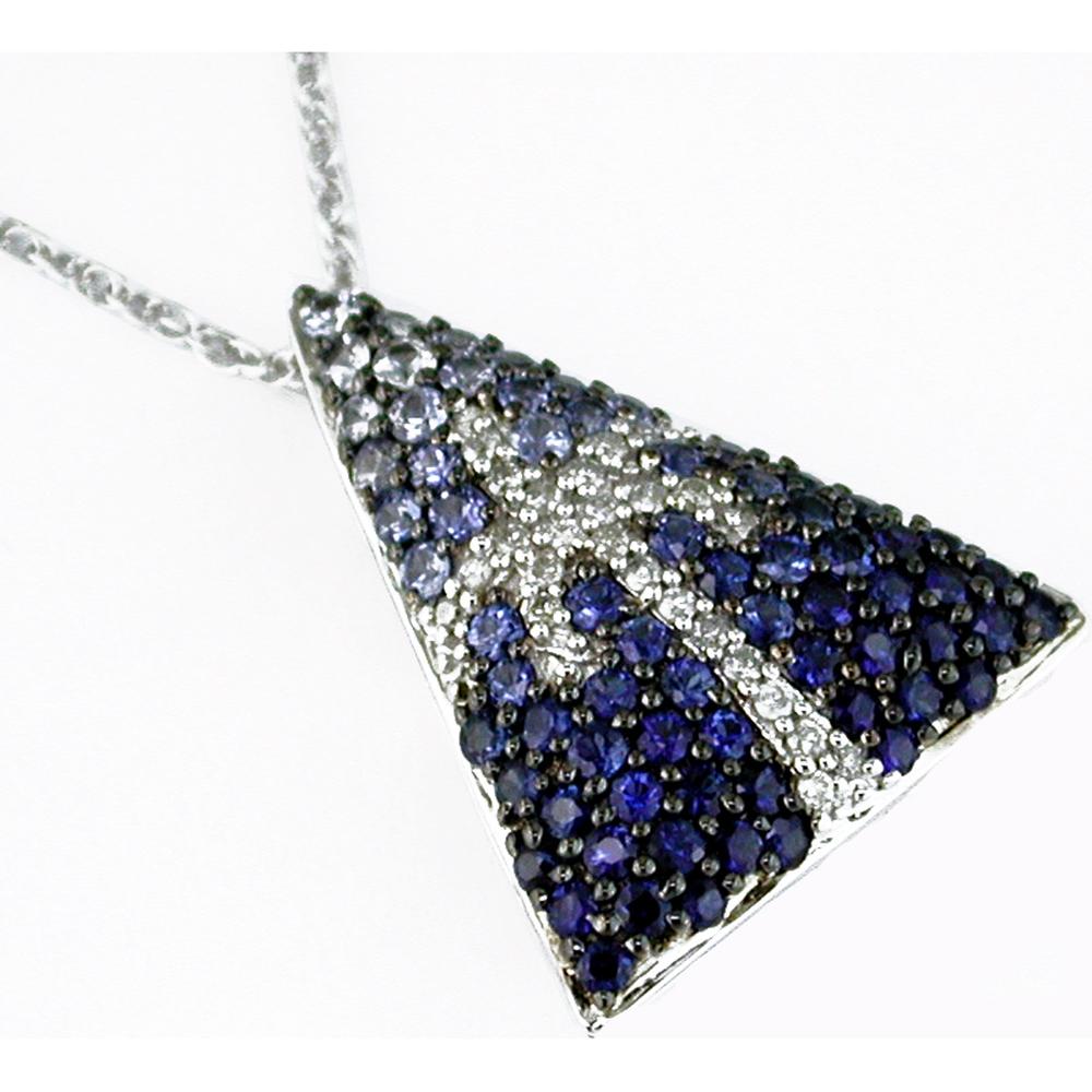Royal 14K White Gold Sapphire & Diamond Pendant - Exquisite Elegance