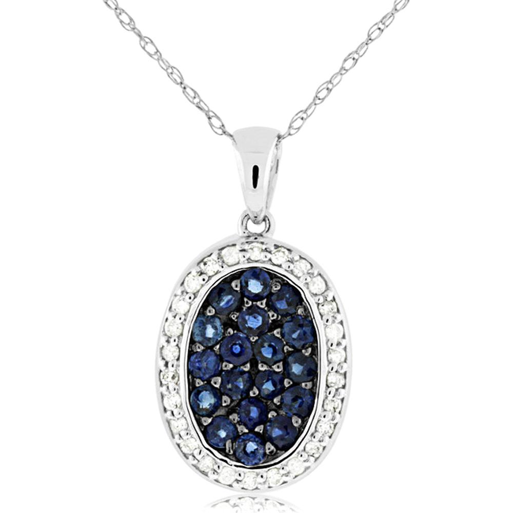 Royal 14K White Gold Sapphire & Diamond Pendant - Exquisite Elegance