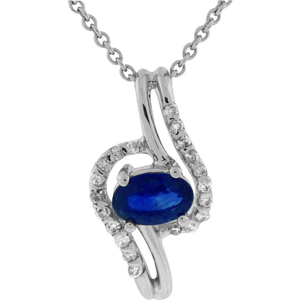 Royal 14K White Gold Sapphire & Diamond Pendant - Exquisite Elegance
