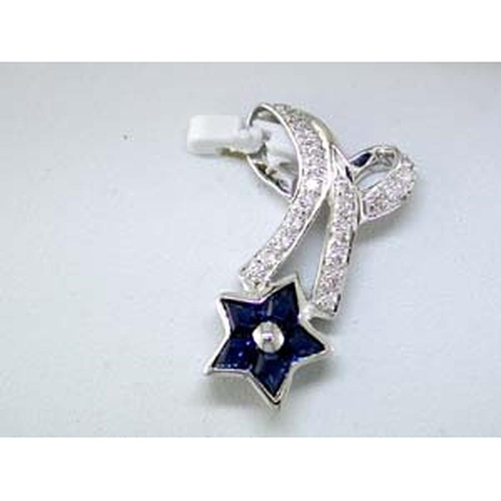 Royal 14K White Gold Sapphire & Diamond Pendant - Exquisite Elegance