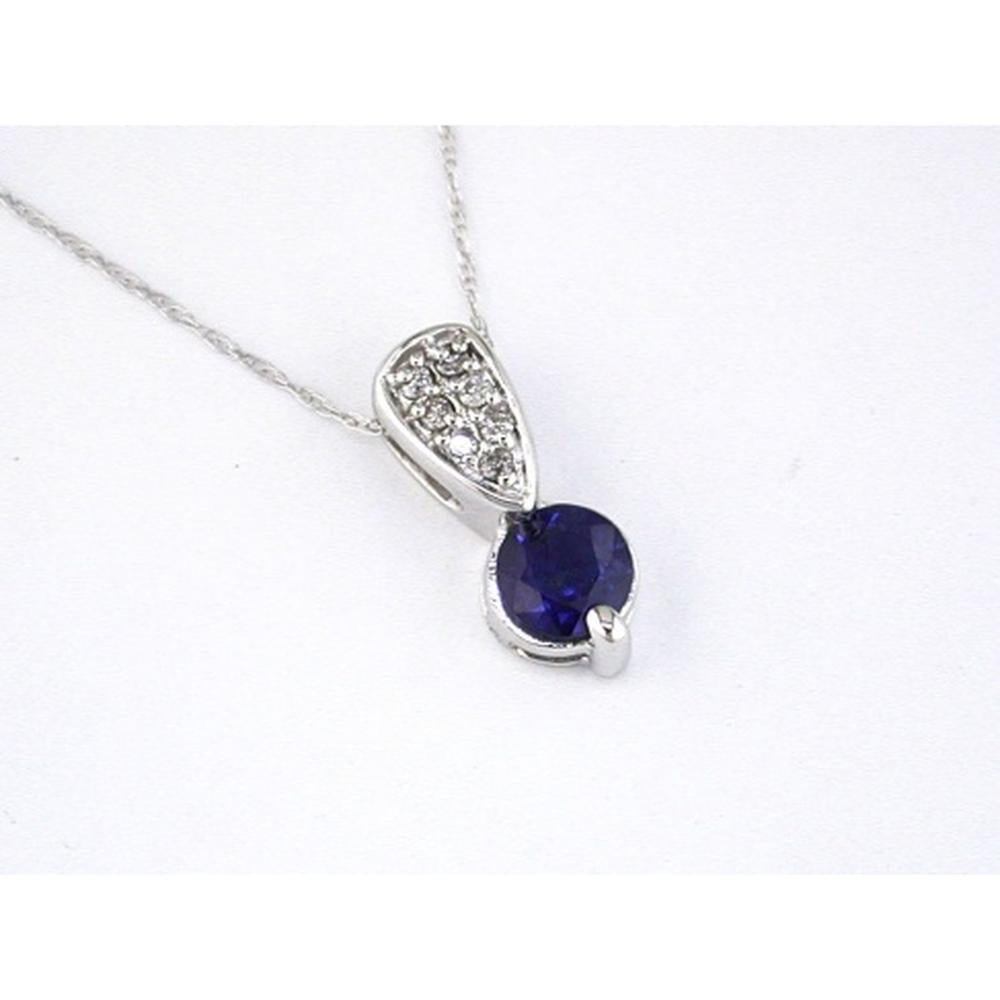 Royal 14K White Gold Sapphire & Diamond Pendant - Exquisite Elegance