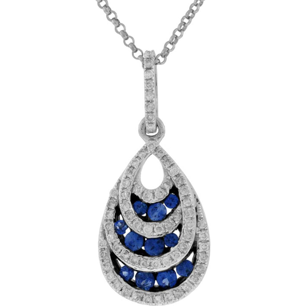 Royal 14K White Gold Sapphire & Diamond Pendant - Stunning Ocean Blue Brilliance