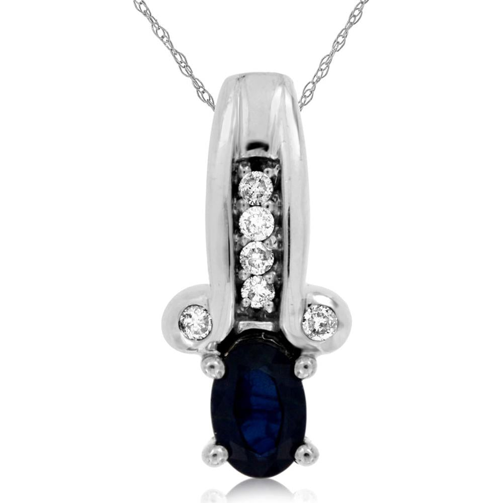 Royal 14K White Gold Sapphire & Diamond Pendant - Timeless Elegance