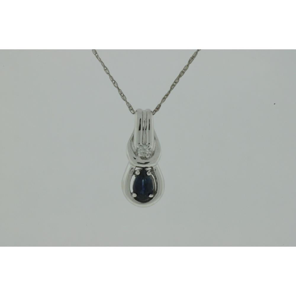 Royal 14K White Gold Sapphire & Diamond Pendant - Timeless Elegance