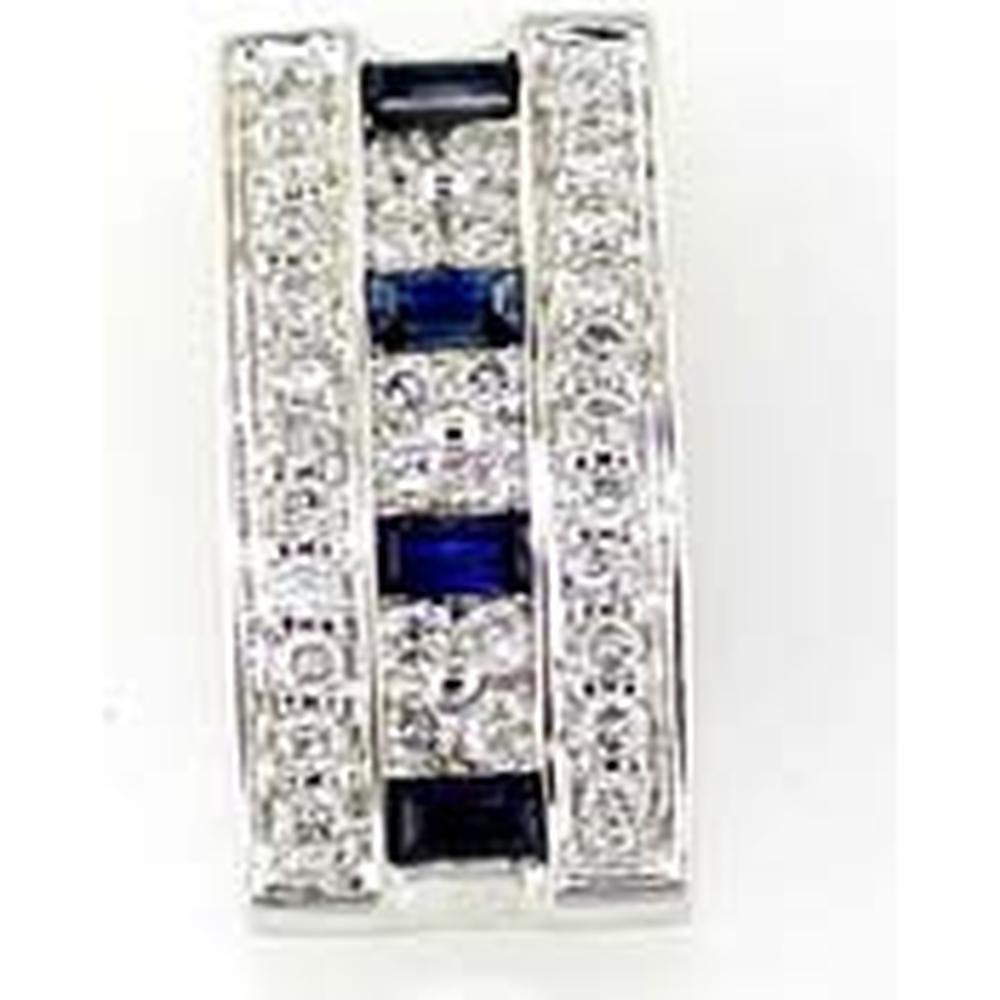 Royal 14K White Gold Sapphire & Diamond Pendant - Timeless Elegance