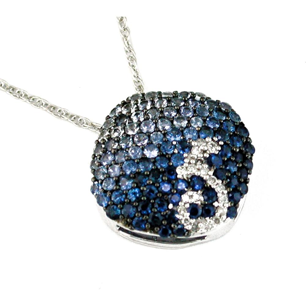 Royal 14K White Gold Sapphire & Diamond Pendant - Timeless Elegance
