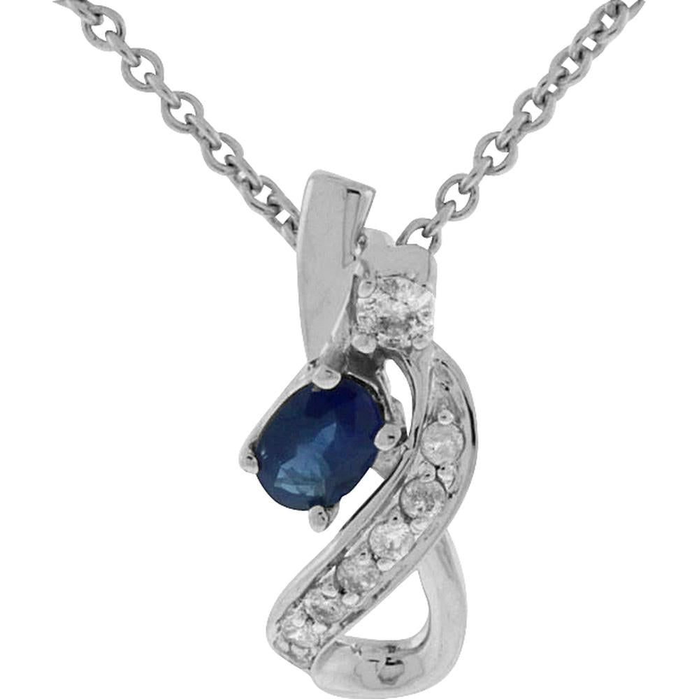 Royal 14K White Gold Sapphire & Diamond Pendant - Timeless Elegance
