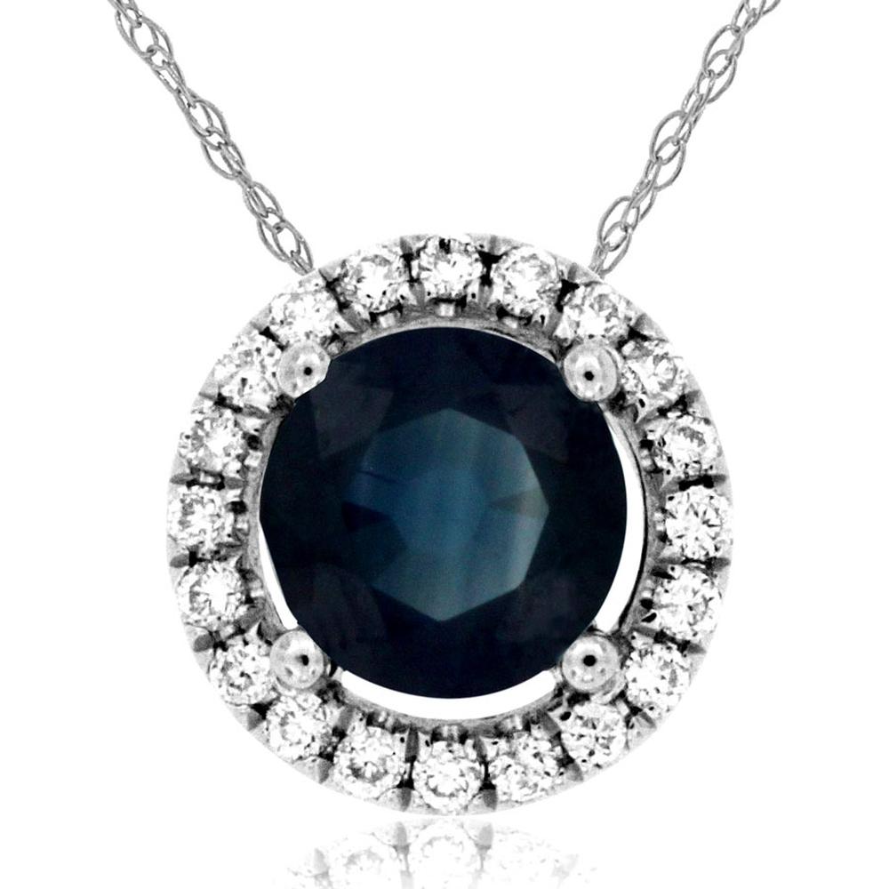 Royal 14K White Gold Sapphire & Diamond Pendant - Timeless Elegance