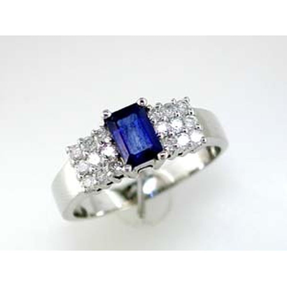 Royal 14K White Gold Sapphire & Diamond Ring - 0.75 Carat Sapphire, 0.39 Carat Diamond Total Weight