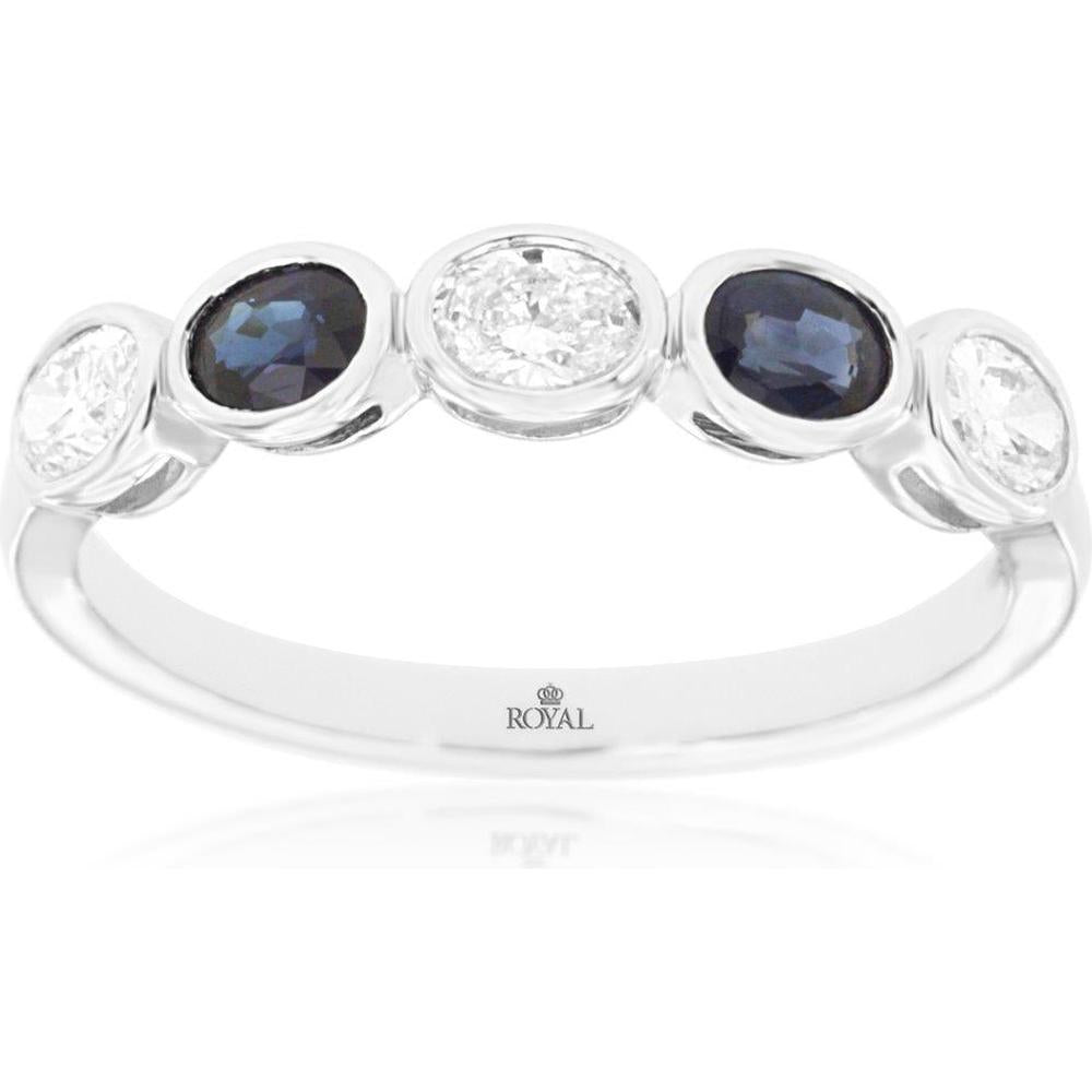 Royal 14K White Gold Sapphire & Diamond Ring - 0.80 Carats Total Sapphire Weight, 0.80 Carats Total Diamond Weight
