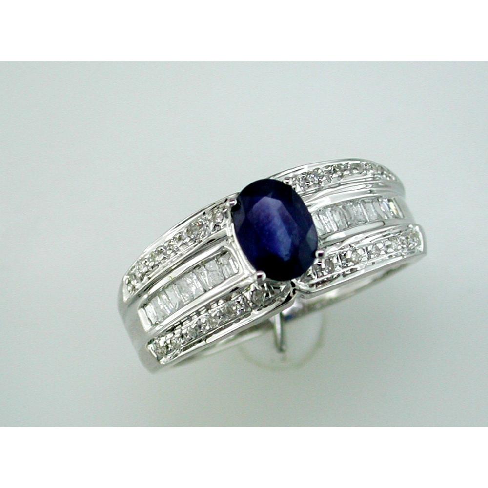 Royal 14K White Gold Sapphire & Diamond Ring - 1.00 Carat Oval Sapphire
