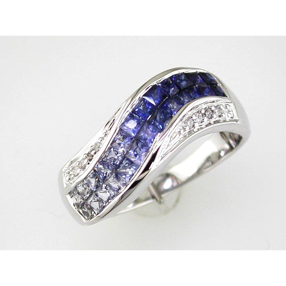 Royal 14K White Gold Sapphire & Diamond Ring - 1.30 Carat Sapphire, 0.05 Carat Diamond Total