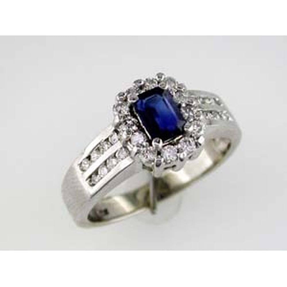 Royal 14K White Gold Sapphire and Diamond Ring - 1.30 Carat Total Gem Weight