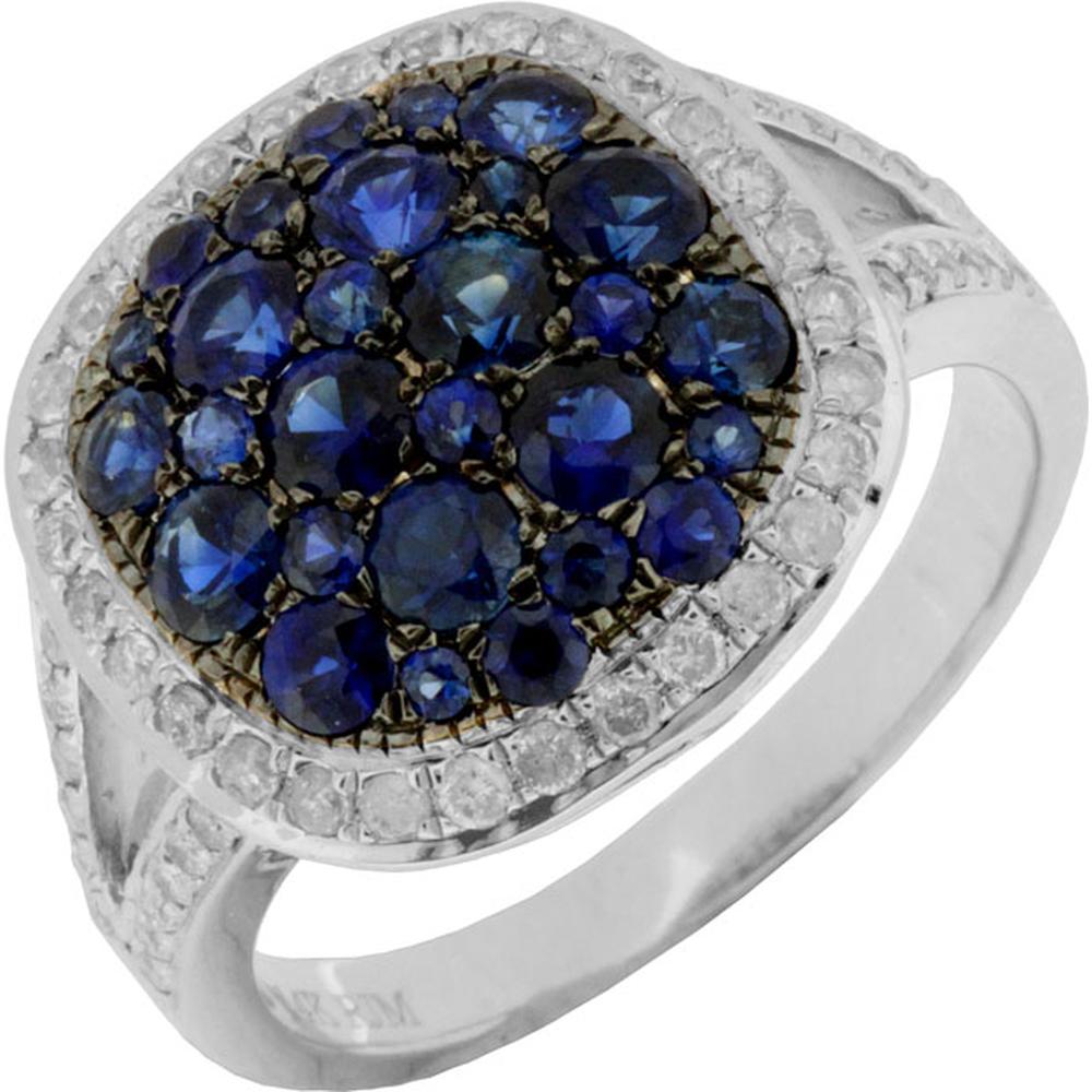 Royal 14K White Gold Sapphire & Diamond Ring - 1.75 Carat Sapphire, 0.40 Carat Total Diamond Weight