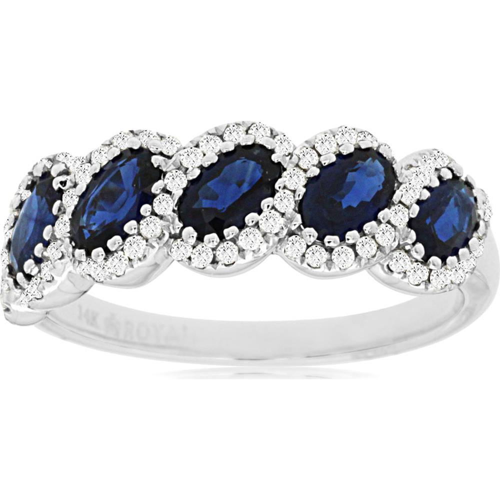 Royal 14K White Gold Sapphire & Diamond Ring - 1.77 Carat Total Gem Weight