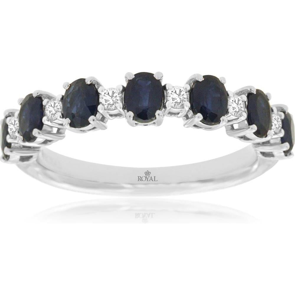 Royal 14K White Gold Sapphire & Diamond Ring - 1.81 Carats Total Weight