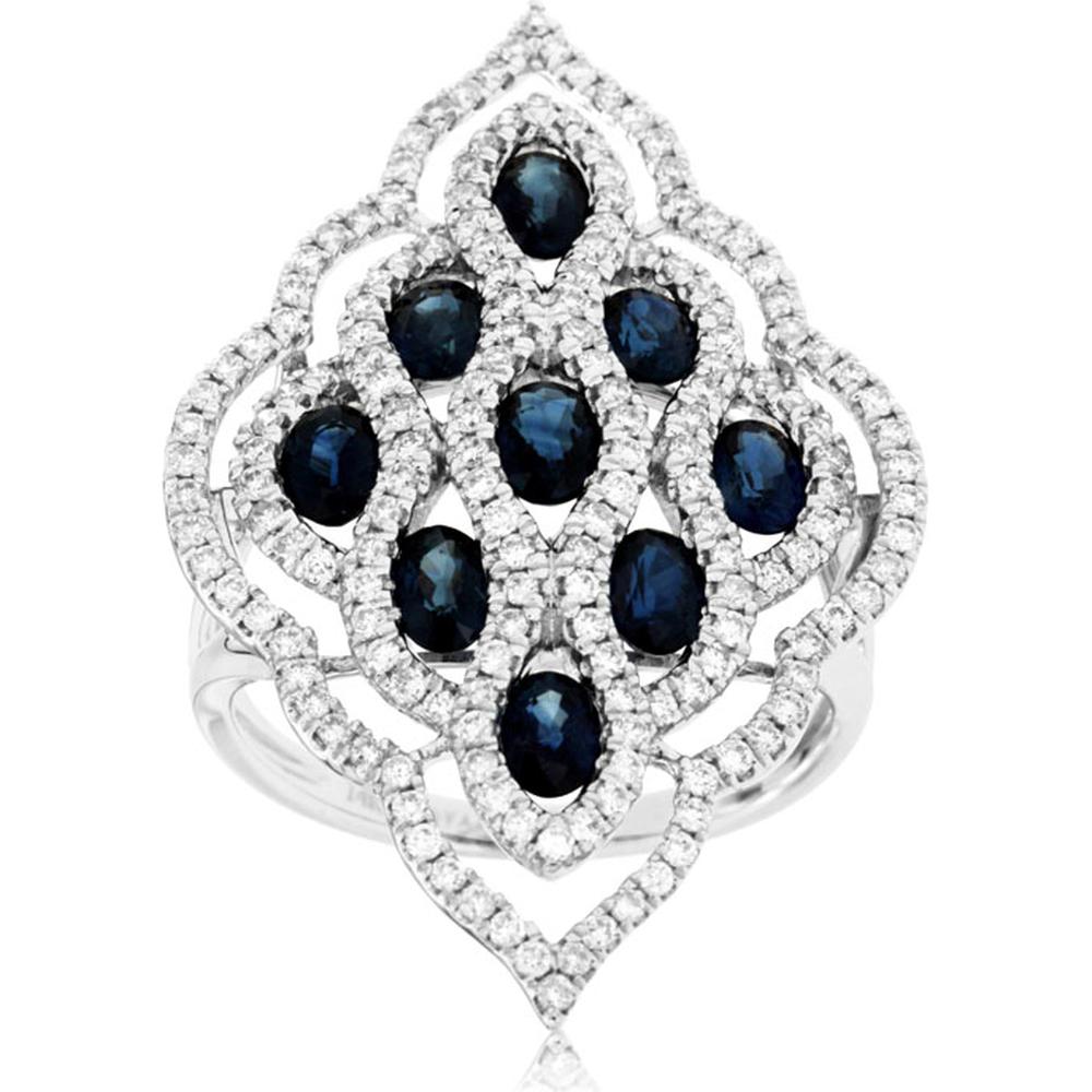 Royal 14K White Gold Sapphire & Diamond Ring - 2.00 Carat Sapphire, 0.88 Carat Diamond