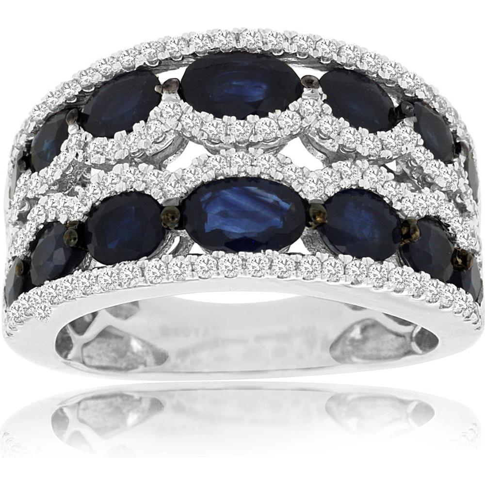 Royal 14K White Gold Sapphire & Diamond Ring - 3.90 Carat Oval Sapphire