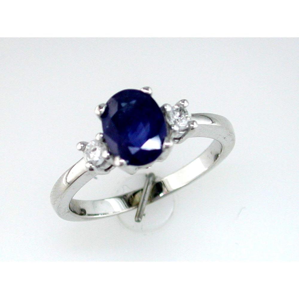Royal 14K White Gold Sapphire & Diamond Ring - Captivating Azure Majesty