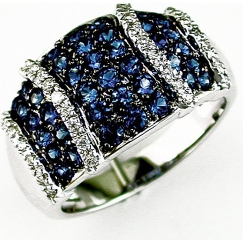 Royal 14K White Gold Sapphire and Diamond Ring - Captivating Blue Majesty