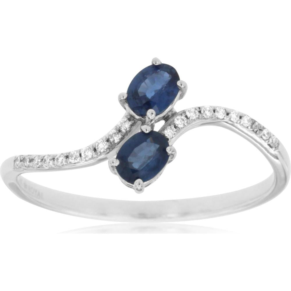 Royal 14K White Gold Sapphire and Diamond Ring - Captivating Oval Brilliance