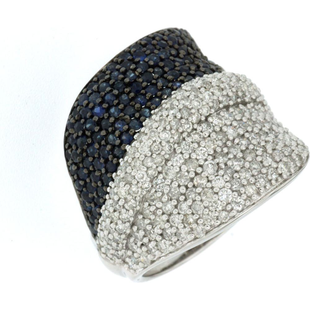 Royal 14K White Gold Sapphire & Diamond Ring - Elegance in Blue