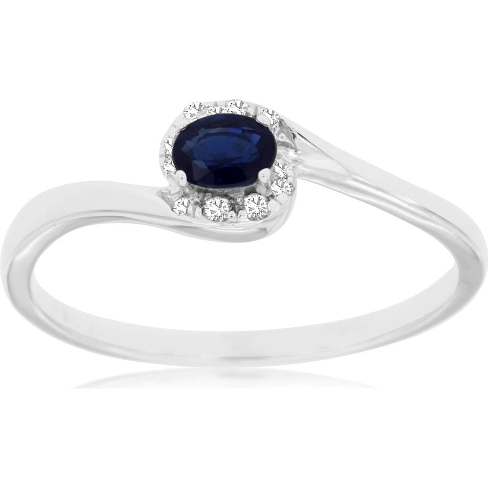 Royal 14K White Gold Sapphire & Diamond Ring - Elegant and Timeless Beauty