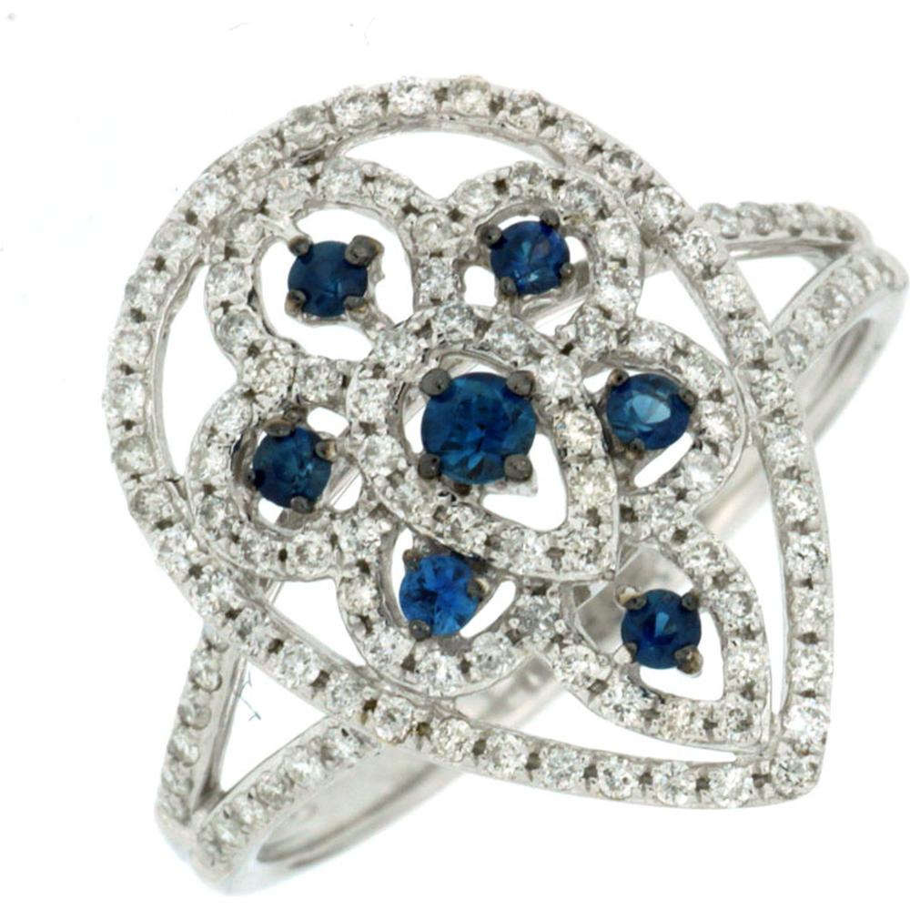 Royal 14K White Gold Sapphire & Diamond Ring - Elegant Splendor