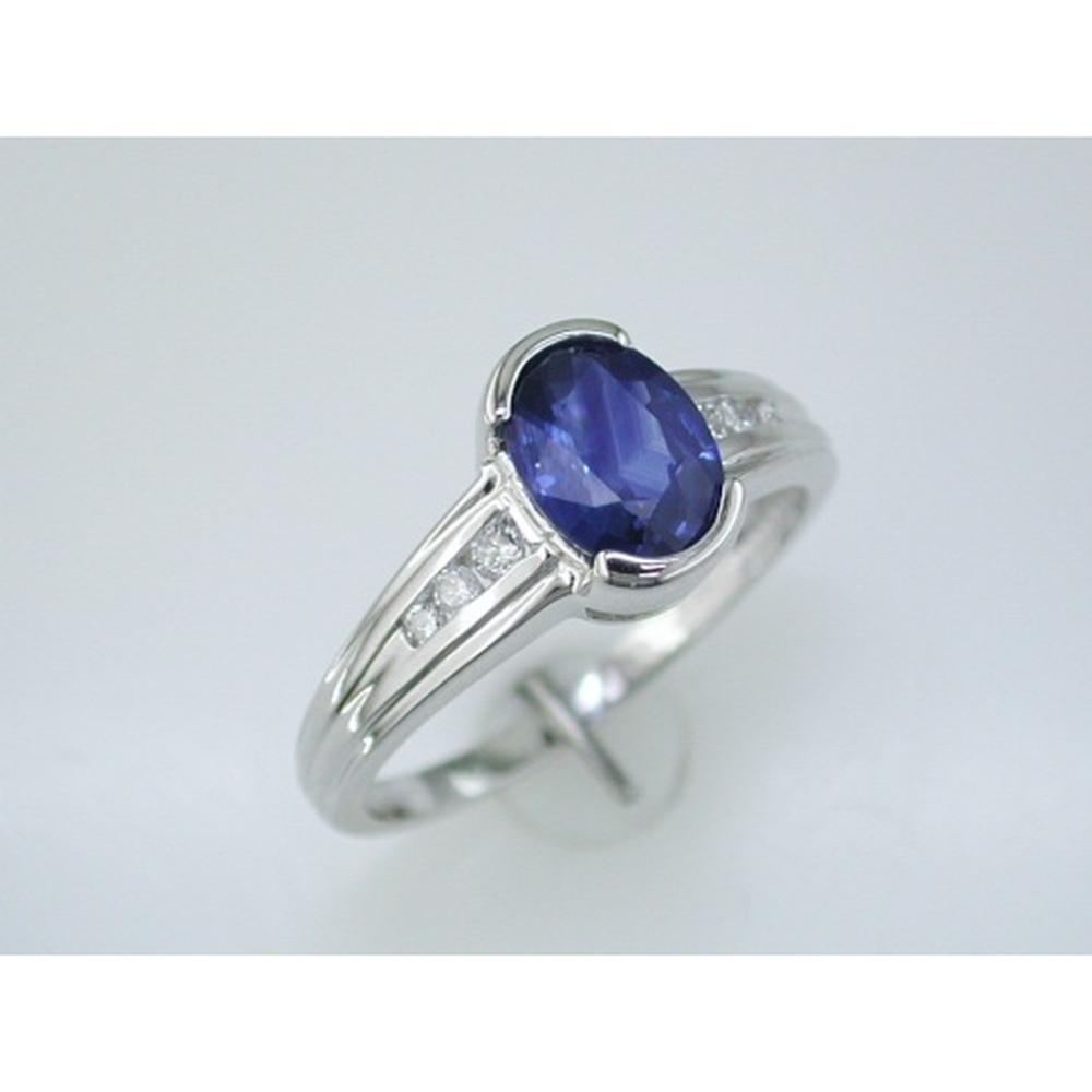 Royal 14K White Gold Sapphire & Diamond Ring - Enchanting Oval Blue Sapphire - 1.40 Carat Total Gem Weight