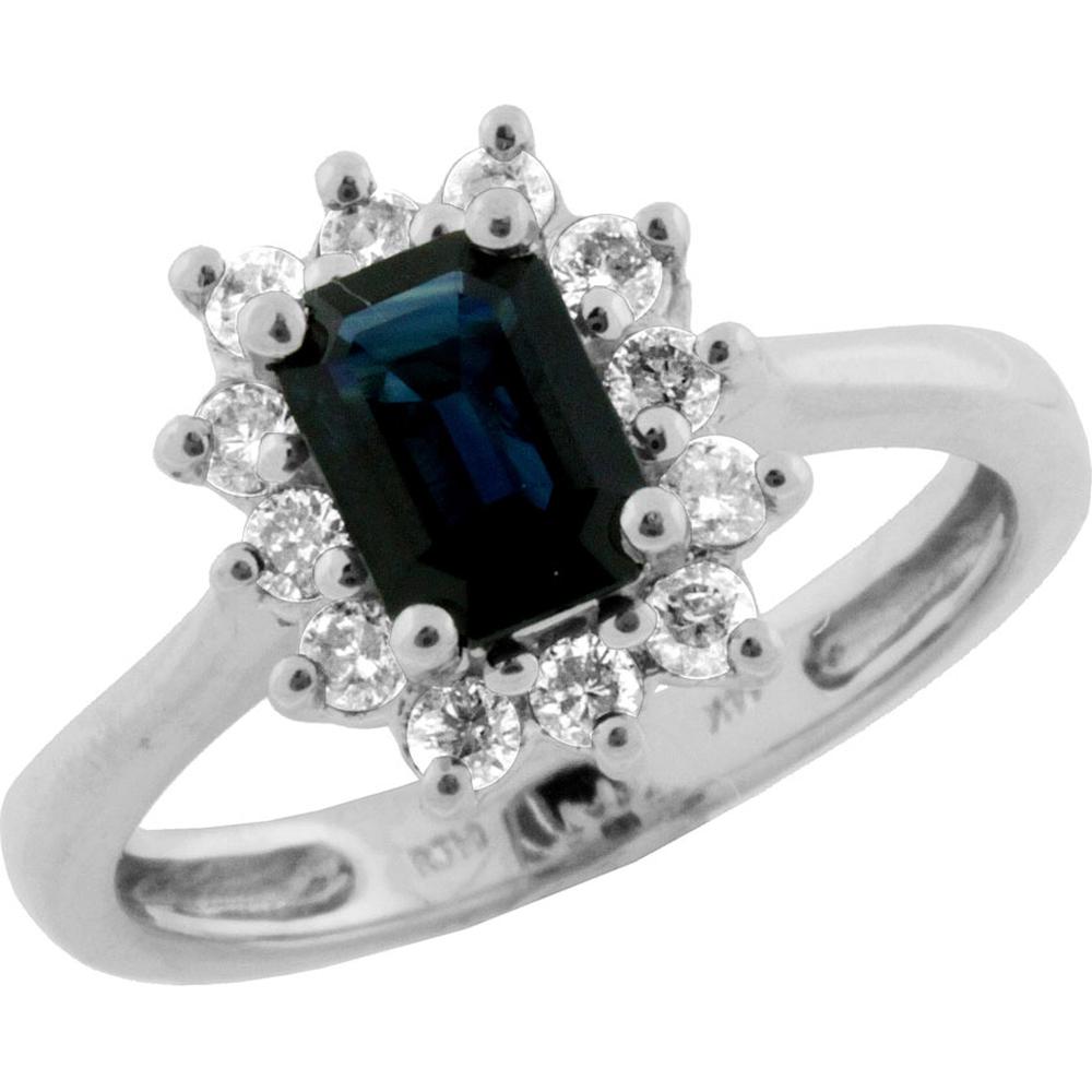 Royal 14K White Gold Sapphire & Diamond Ring - Exquisite Blue Sapphire & Brilliant Diamond Accents