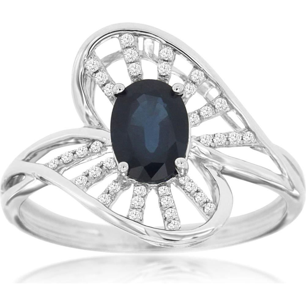 Royal 14K White Gold Sapphire and Diamond Ring - Exquisite Elegance