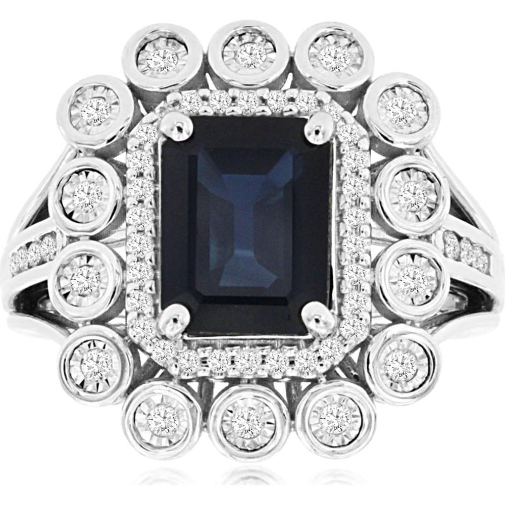 Royal 14K White Gold Sapphire & Diamond Ring - Exquisite Elegance