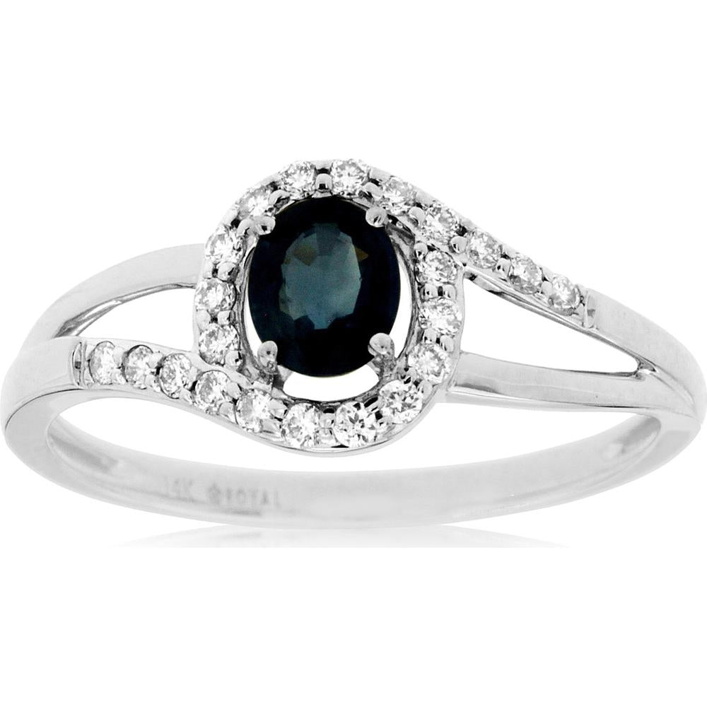 Royal 14K White Gold Sapphire & Diamond Ring - Timeless Elegance