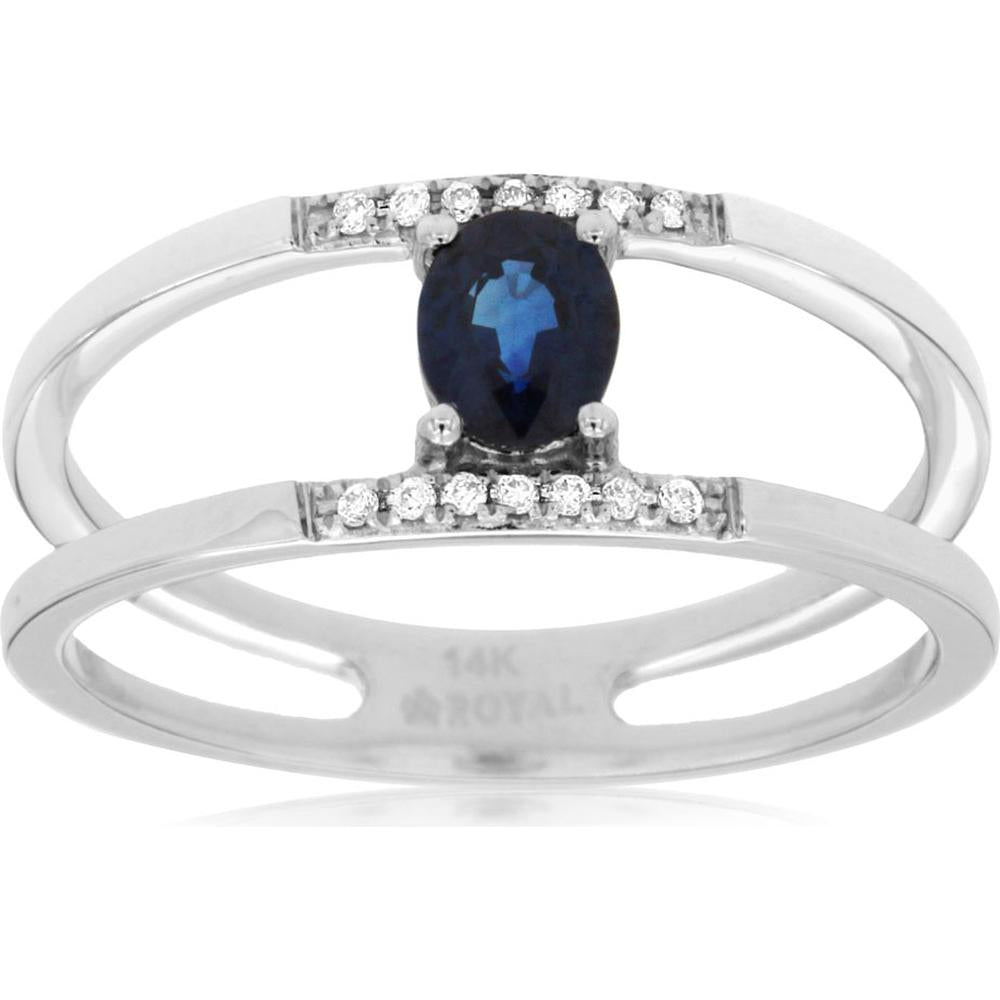 Royal 14K White Gold Sapphire & Diamond Ring - Timeless Elegance