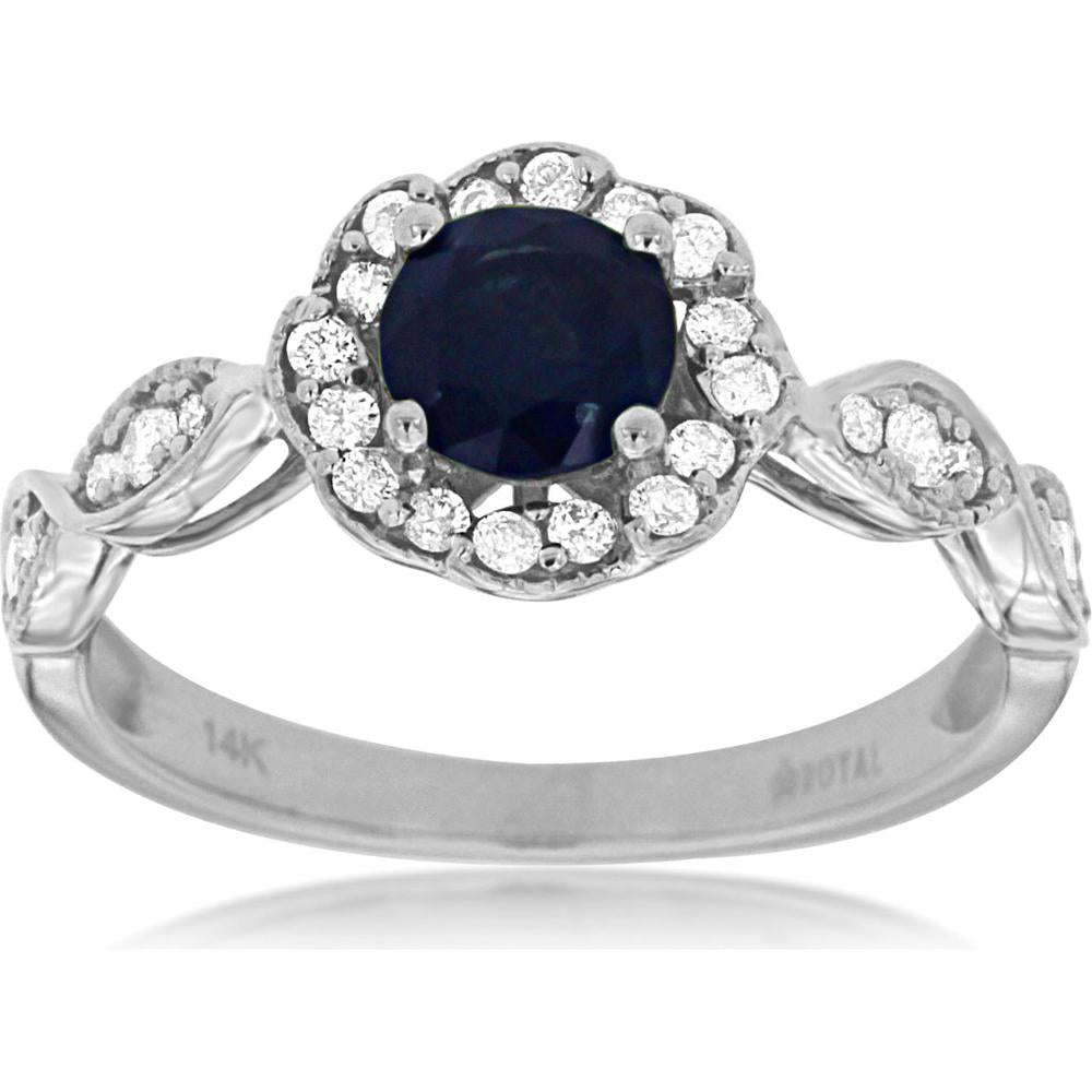 Royal 14K White Gold Sapphire & Diamond Ring - Timeless Elegance