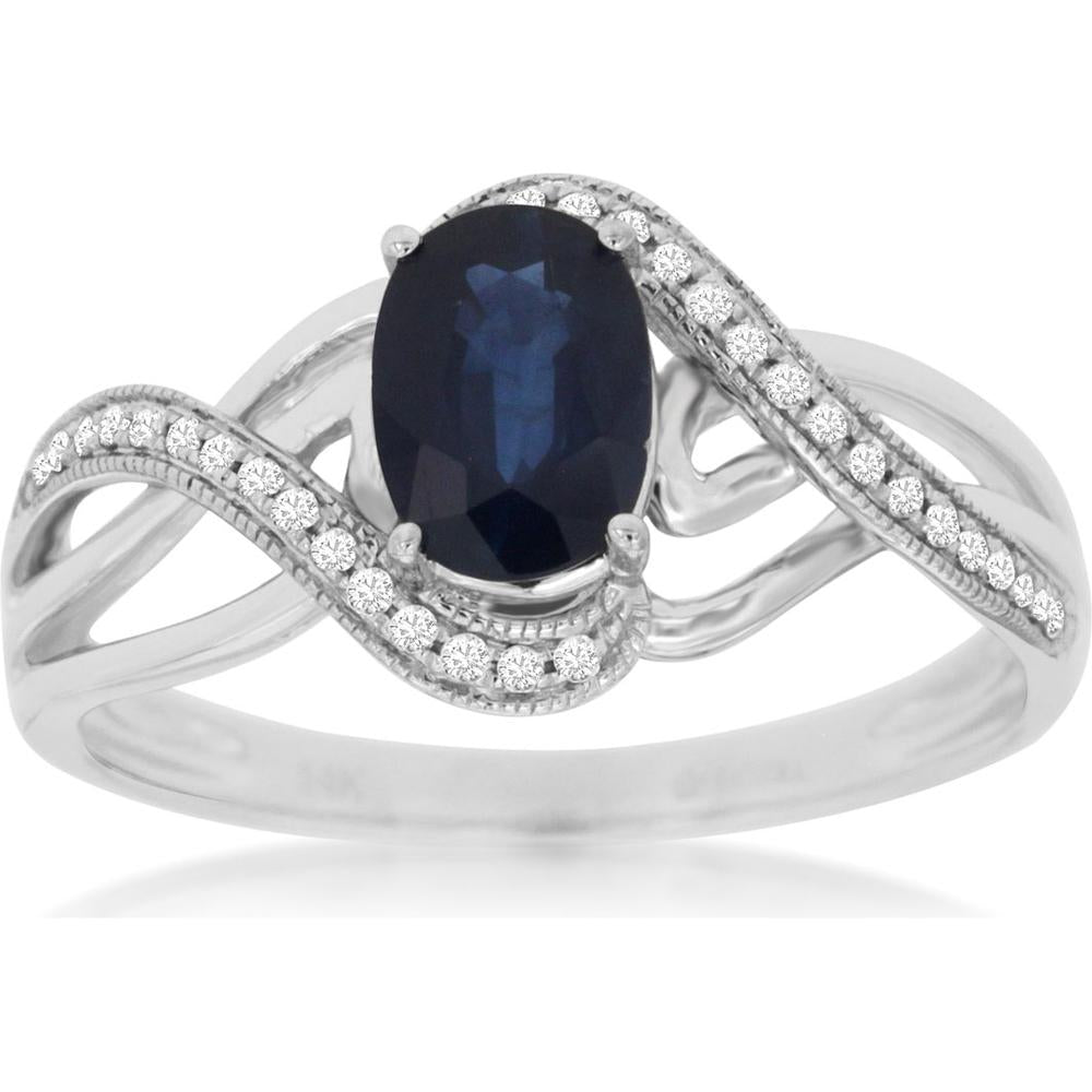 Royal 14K White Gold Sapphire & Diamond Ring - Timeless Elegance