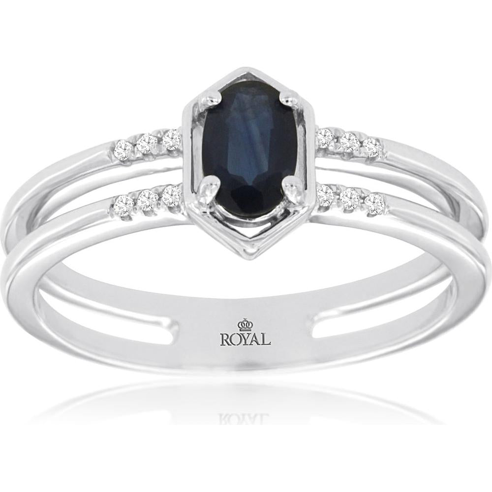 Royal 14K White Gold Sapphire & Diamond Ring - Timeless Elegance