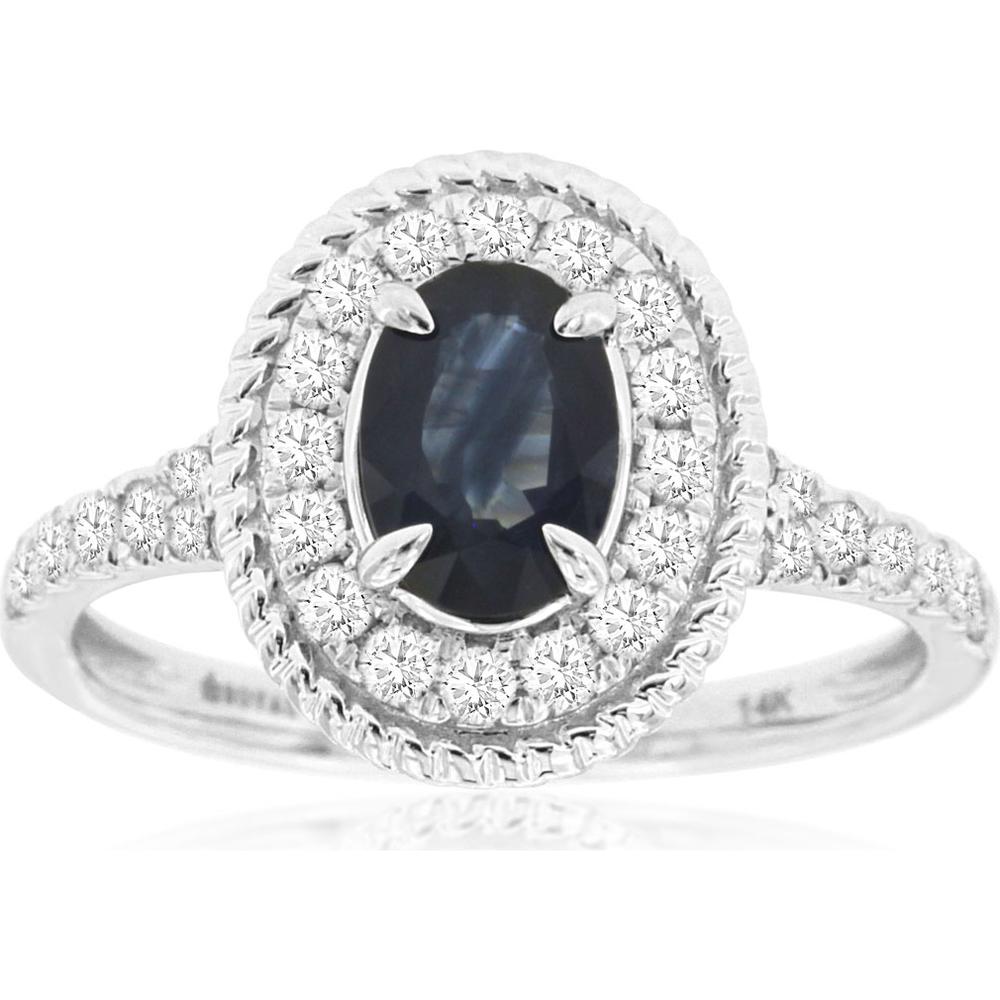 Royal 14K White Gold Sapphire & Diamond Ring - Timeless Elegance