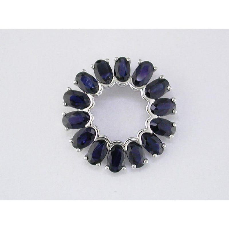 Royal 14K White Gold Sapphire Circle Pendant - 4.75 Carat Total Gem Weight