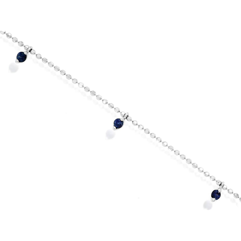 Royal 14K White Gold Sapphire Station Bracelet with Round Sapphires - 0.27 Carats Total Sapphire Weight