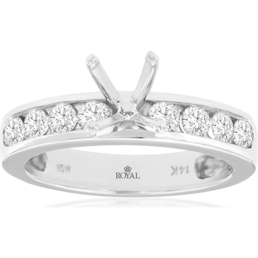 Royal 14K White Gold Semi Mount Diamond Earrings - 0.65 Carat Total Diamond Weight