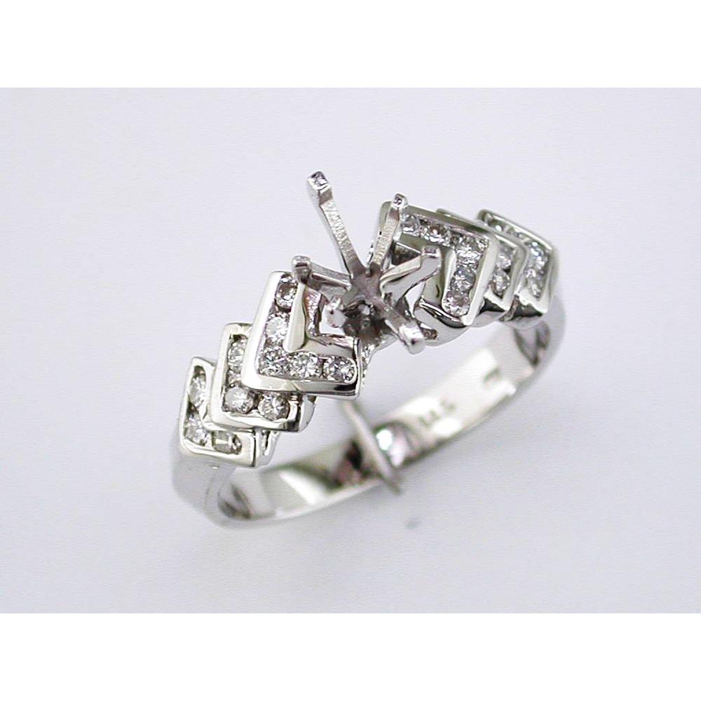Royal 14K White Gold Semi Mount Earrings with 0.35 Carat Round Diamond