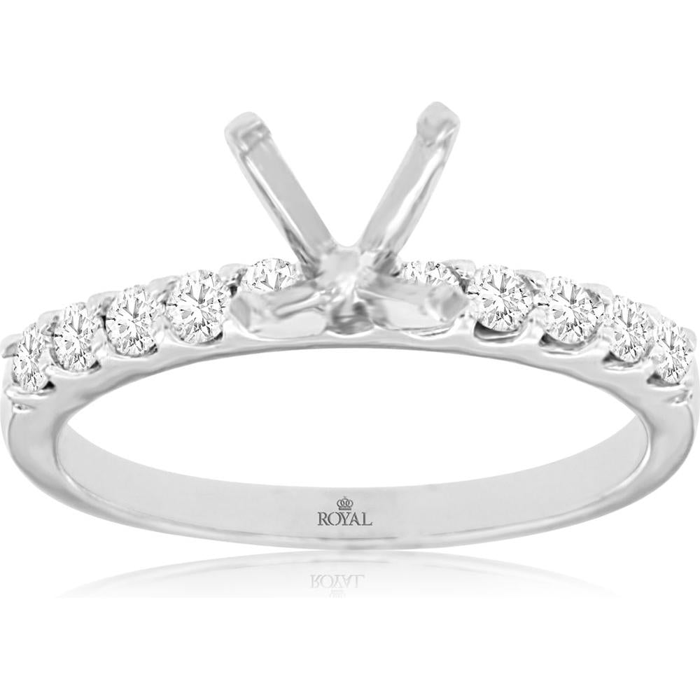 Royal 14K White Gold Semi Mount Earrings with Customizable Gemstones