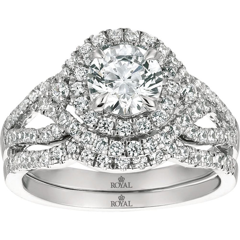 Royal 14K White Gold Semi Mount Engagement Ring - 1.12 Carat Total Weight
