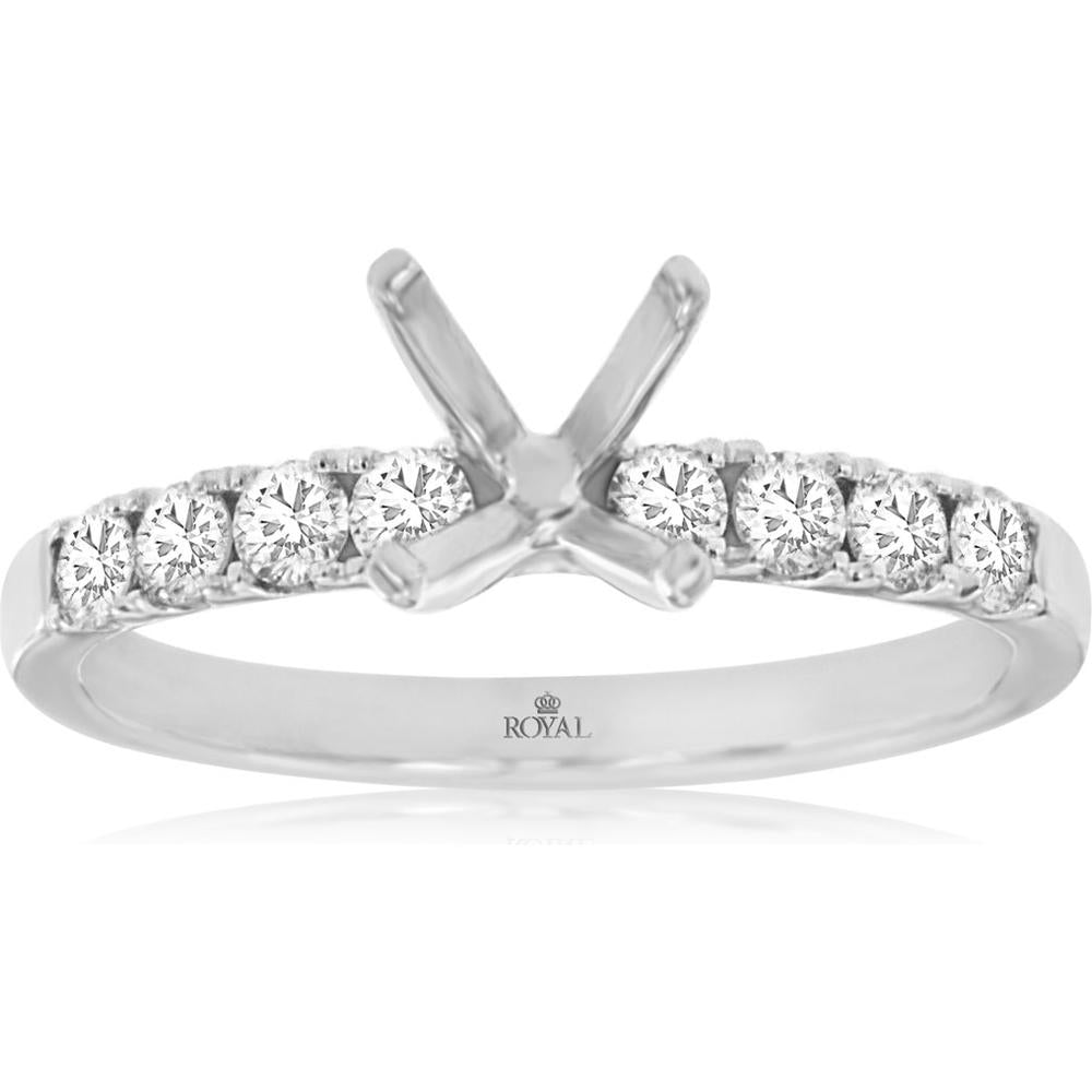 Royal 14K White Gold Semi-Mount Engagement Ring with 0.42 Carat Diamond Setting