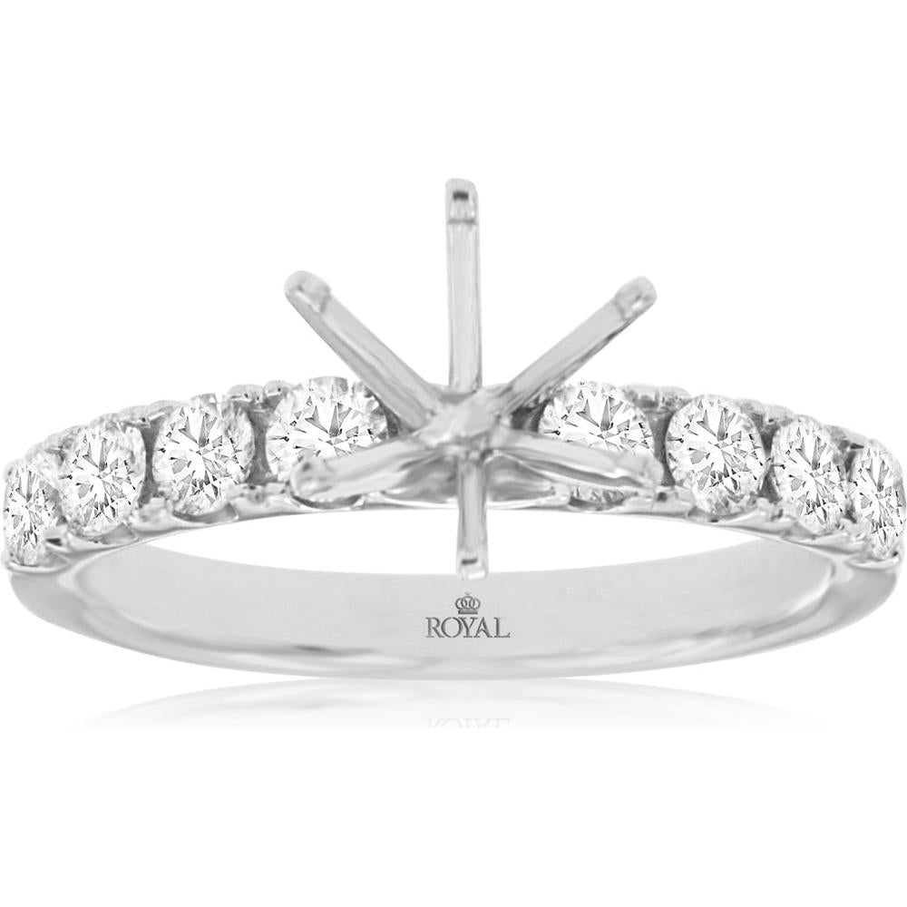 Royal 14K White Gold Semi Mount for Custom Gemstone - 0.90 Carat Total Weight